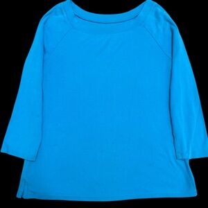 Talbots Petite MP Blue Pima Cotton Scoop Neck Tee Top